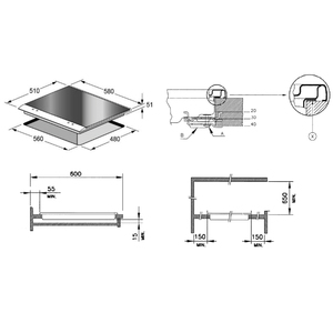 Parrilla empotrable a gas 60 cm vidrio espejo Io mabe-IO614GN0