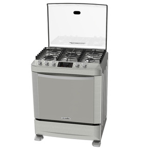 Estufa de Piso 76 cm Acero Inoxidable Vidrio Espejo Io Mabe - IO7665GETII0