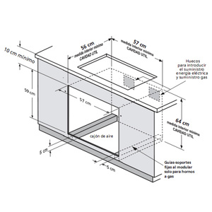 Horno de Empotre a Gas 60 cm Inoxidable Io Mabe - IO6050HGWI0