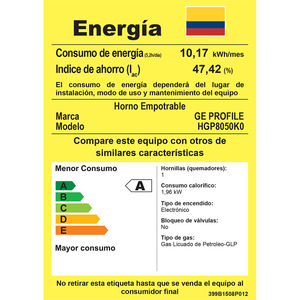 Horno de empotre a gas 80 cm Negro GE Profile - HGP8050K0