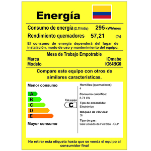 Parrilla 60 cm Empotrable Negra Io Mabe - IO64BG0