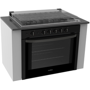 Estufa gas empotrable 80 cm Negra/inoxidable Mabe - EMD8032CNI1